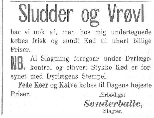Annonce Slagter Sønderballe